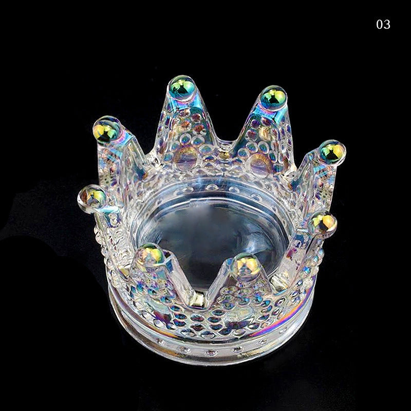 New Internet celebrity Japanese gold-rimmed crown nail art pen holder glass independent box nail art glass crystal pen holder