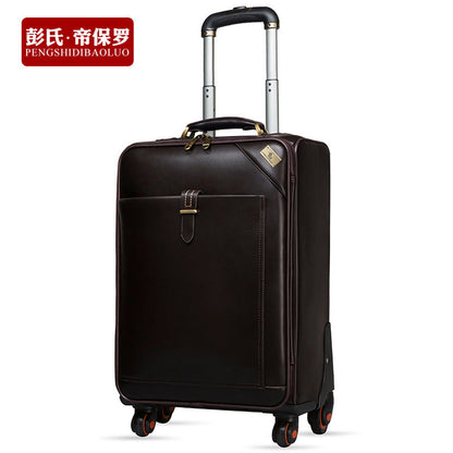 Genuine cowhide trolley case business suitcase for men 16 inch password boarding case for women 20 inch suitcase leather suitcase 