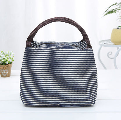 New striped portable lunch bag large capacity picnic zipper lunch box bag hot and cold insulation bag manufacturers wholesale 