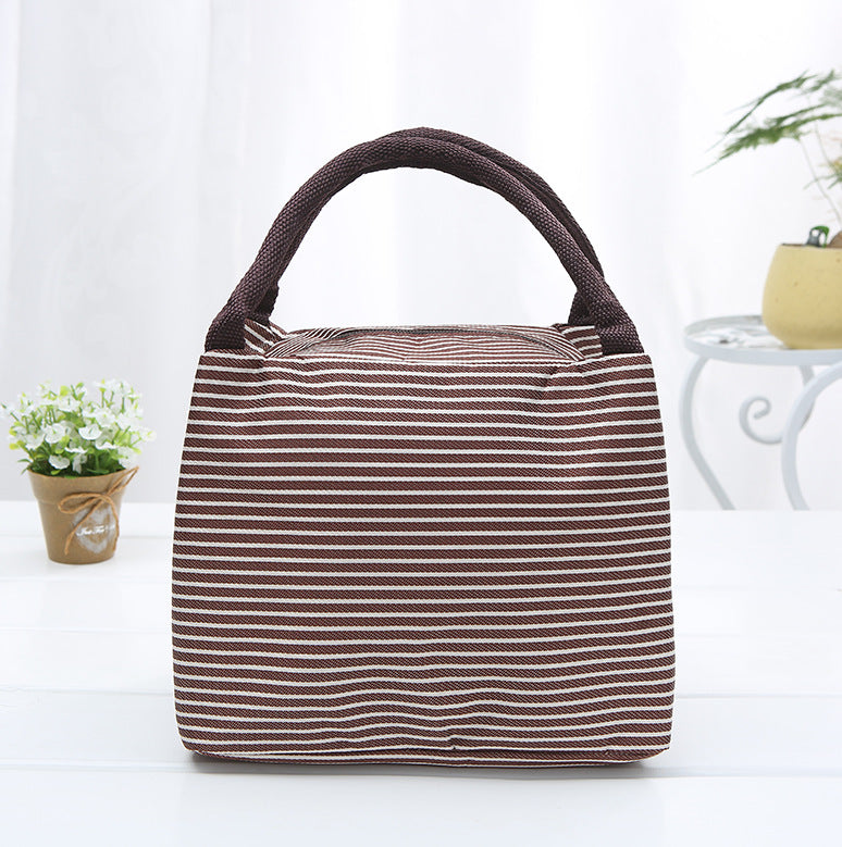 New striped portable lunch bag large capacity picnic zipper lunch box bag hot and cold insulation bag manufacturers wholesale 