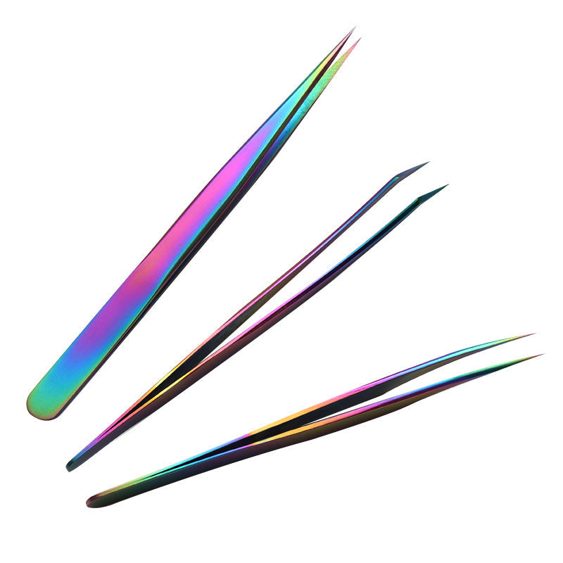 Manufacturers spot eyelash tweezers eyebrow clip nail beauty eyelash tweezers stainless steel colorful high precision grafting eyelash curler