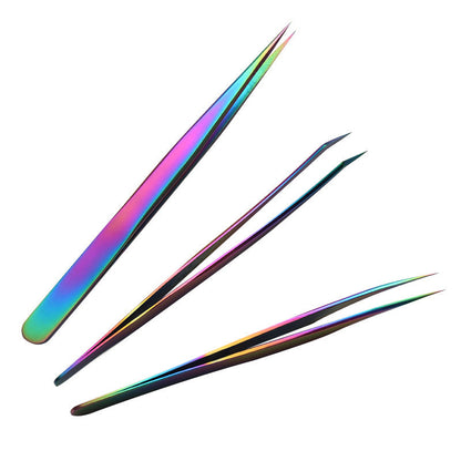 Manufacturers spot eyelash tweezers eyebrow clip nail beauty eyelash tweezers stainless steel colorful high precision grafting eyelash curler