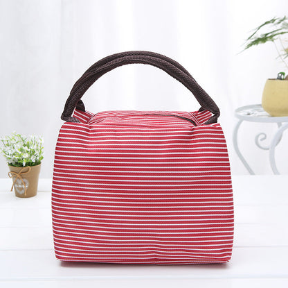 New striped portable lunch bag large capacity picnic zipper lunch box bag hot and cold insulation bag manufacturers wholesale 