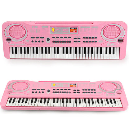 Children's electronic piano musical instrument 61 keys multi-function with microphone studio educational toy gift piano with power supply