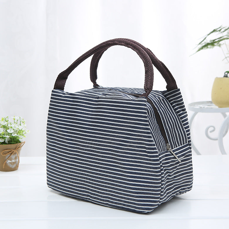 New striped insulation bag lunch box bento bag picnic bag outdoor hot and cold constant temperature insulation bag large factory production