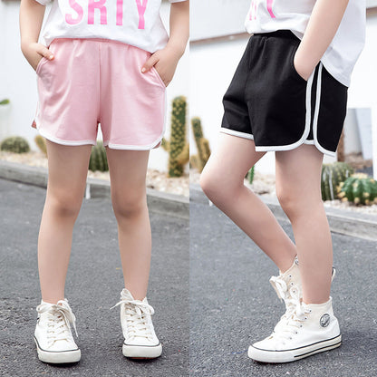 Girls cotton shorts 2024 new summer wear children's middle and large children's stylish shorts fashionable shorts outer wear hot pants trend