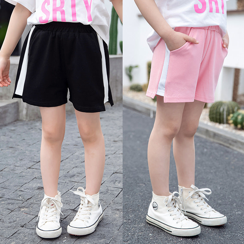 Girls cotton shorts 2024 new summer wear children's middle and large children's stylish shorts fashionable shorts outer wear hot pants trend