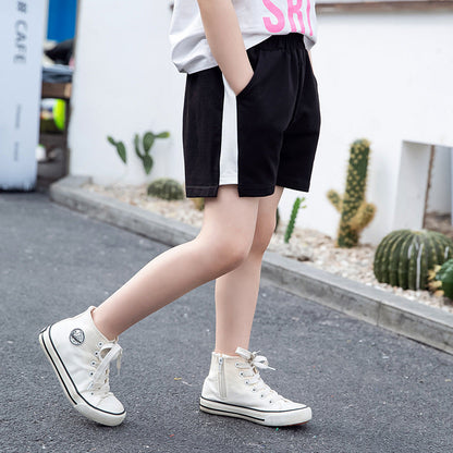 Girls cotton shorts 2024 new summer wear children's middle and large children's stylish shorts fashionable shorts outer wear hot pants trend