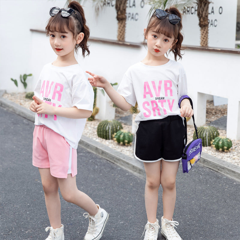 Girls cotton shorts 2024 new summer wear children's middle and large children's stylish shorts fashionable shorts outer wear hot pants trend