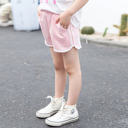 Girls cotton shorts 2024 new summer wear children's middle and large children's stylish shorts fashionable shorts outer wear hot pants trend