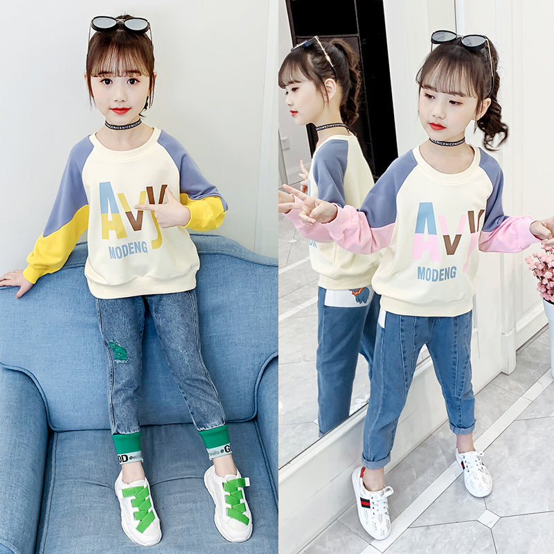 Girls Plush Sweatshirt 2024 New Winter Clothes Stylish Children's Thickened Fashion Pullover Jacket Tops