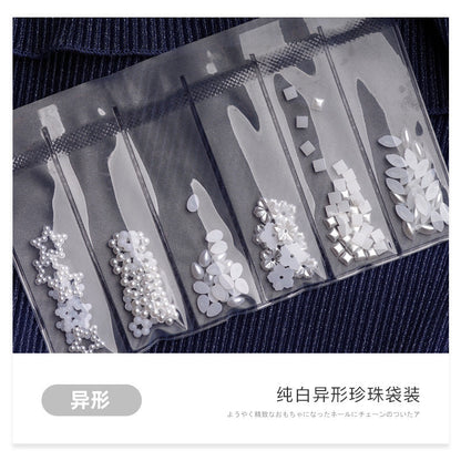 Japanese nail accessories wholesale semi-circular pure white beige pearl special-shaped pearl phototherapy nail DIY small pearl