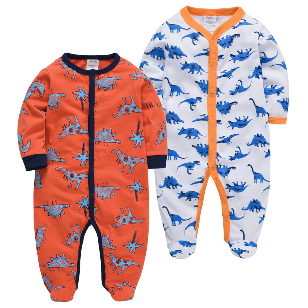 Amazon cotton 2-piece jumpsuit baby jumpsuit ដៃវែង គ្របជើងទារក និងកុមារតូច ឈុត jumpsuit ឆ្លងព្រំដែន