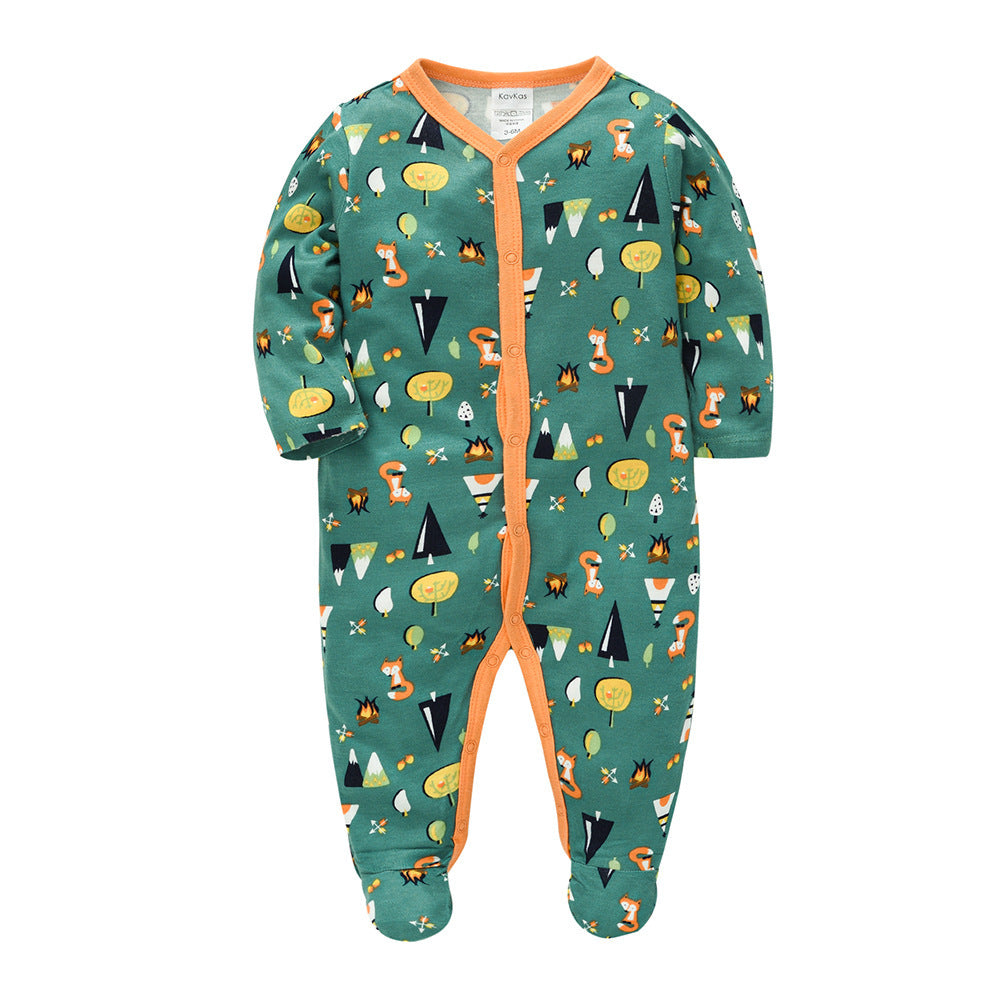 Infant and toddler clothing baby2024 autumn new long-sleeved cartoon newborn clothes baby jumpsuit