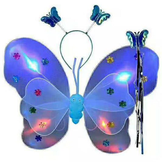 Children's luminous butterfly wings double-layer angel wings full body luminous wings performance props wholesale factory direct sales