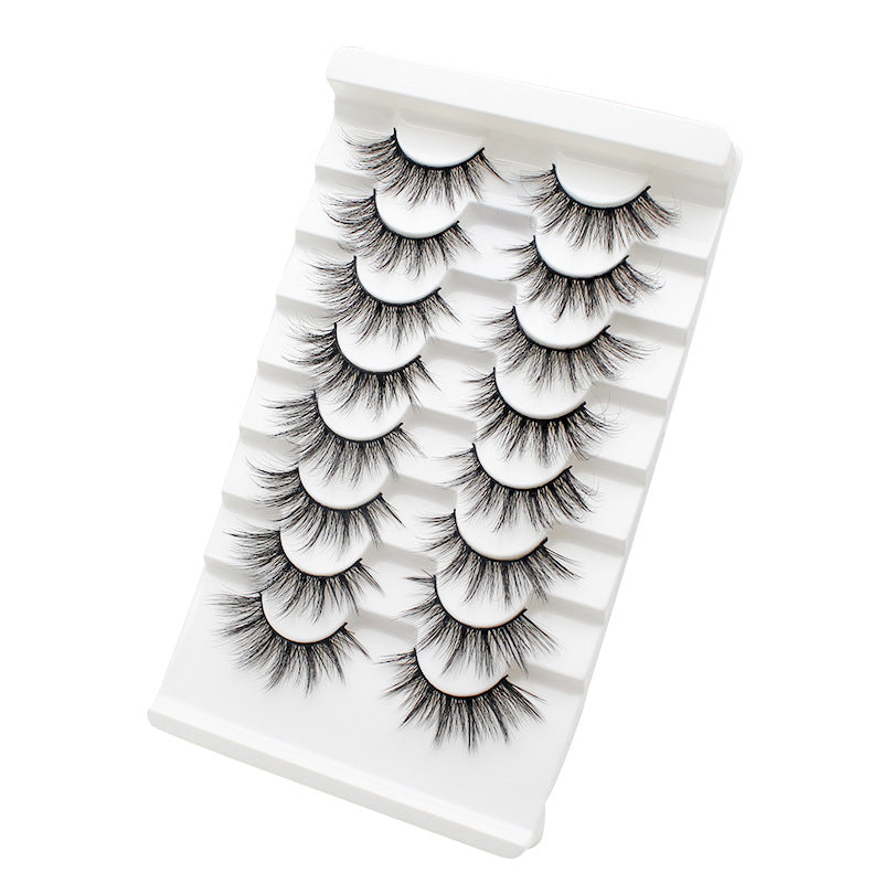 DINGSEN cross-border source factory false eyelashes 8 pairs thick natural eyelashes large quantity LOGO