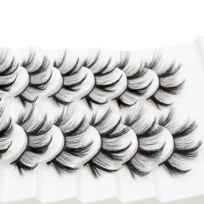 DINGSEN cross-border source factory false eyelashes 8 pairs thick natural eyelashes large quantity LOGO