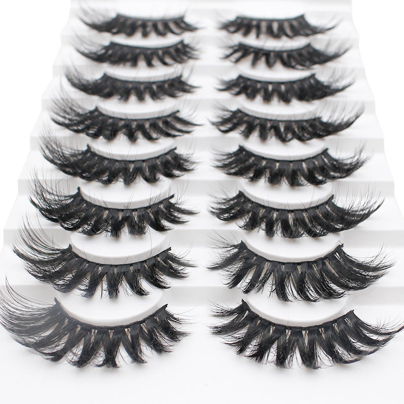 DINGSEN cross-border source factory false eyelashes 8 pairs thick natural eyelashes large quantity LOGO