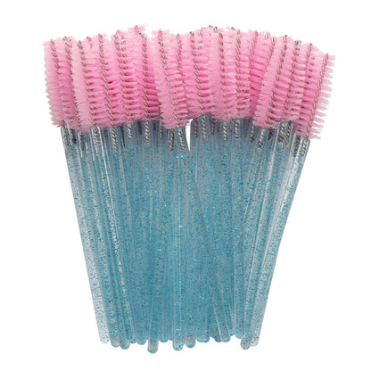 Wholesale crystal rod nylon head eyelash brush portable beauty makeup tool grafting eyelash comb