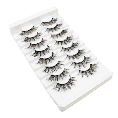 DINGSEN cross-border source factory false eyelashes 8 pairs thick natural eyelashes large quantity LOGO