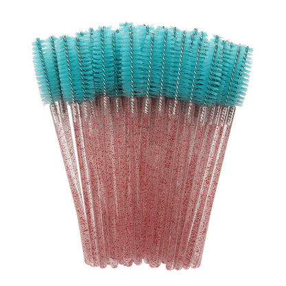 Wholesale crystal rod nylon head eyelash brush portable beauty makeup tool grafting eyelash comb