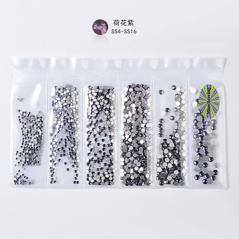 Cross-border nail art s rhinestone flat bottom diamond nail art accessories mixed color 6-grid nail accessories diy diamond stickers materials wholesale