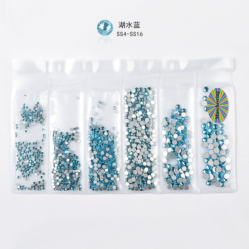 Cross-border nail art s rhinestone flat bottom diamond nail art accessories mixed color 6-grid nail accessories diy diamond stickers materials wholesale