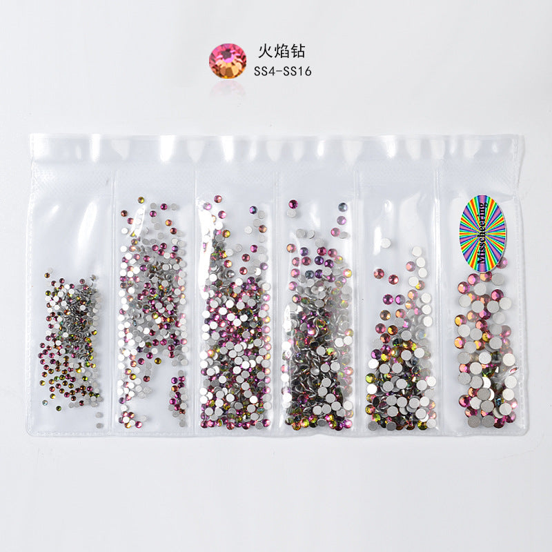 Cross-border nail art s rhinestone flat bottom diamond nail art accessories mixed color 6-grid nail accessories diy diamond stickers materials wholesale