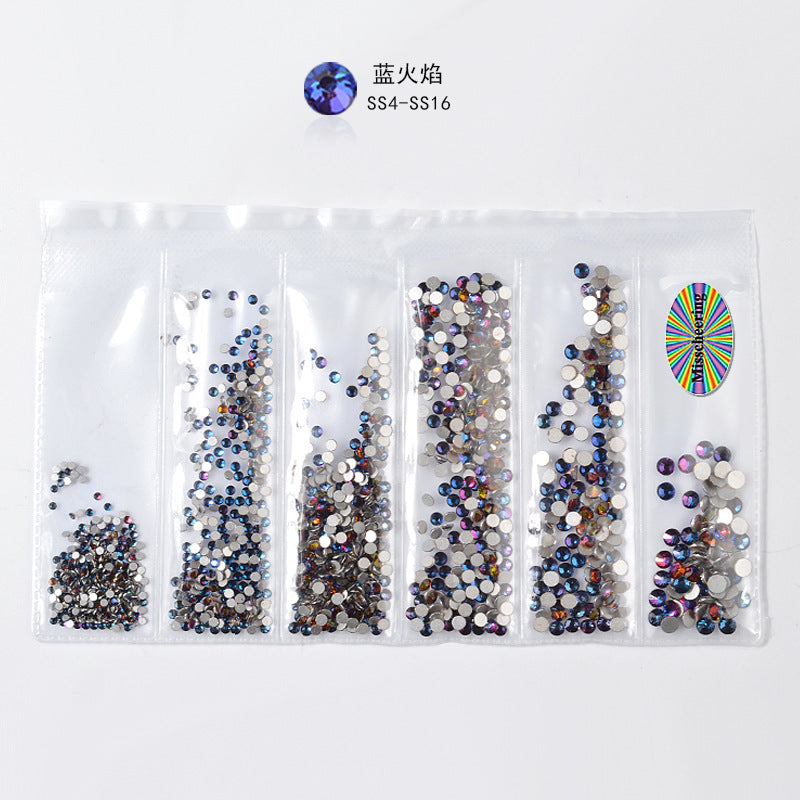 Cross-border nail art s rhinestone flat bottom diamond nail art accessories mixed color 6-grid nail accessories diy diamond stickers materials wholesale