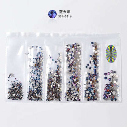 Cross-border nail art s rhinestone flat bottom diamond nail art accessories mixed color 6-grid nail accessories diy diamond stickers materials wholesale