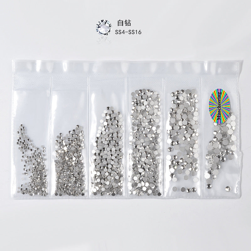 Cross-border nail art s rhinestone flat bottom diamond nail art accessories mixed color 6-grid nail accessories diy diamond stickers materials wholesale