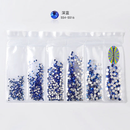 Cross-border nail art s rhinestone flat bottom diamond nail art accessories mixed color 6-grid nail accessories diy diamond stickers materials wholesale