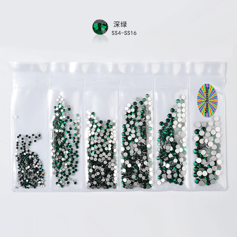 Cross-border nail art s rhinestone flat bottom diamond nail art accessories mixed color 6-grid nail accessories diy diamond stickers materials wholesale