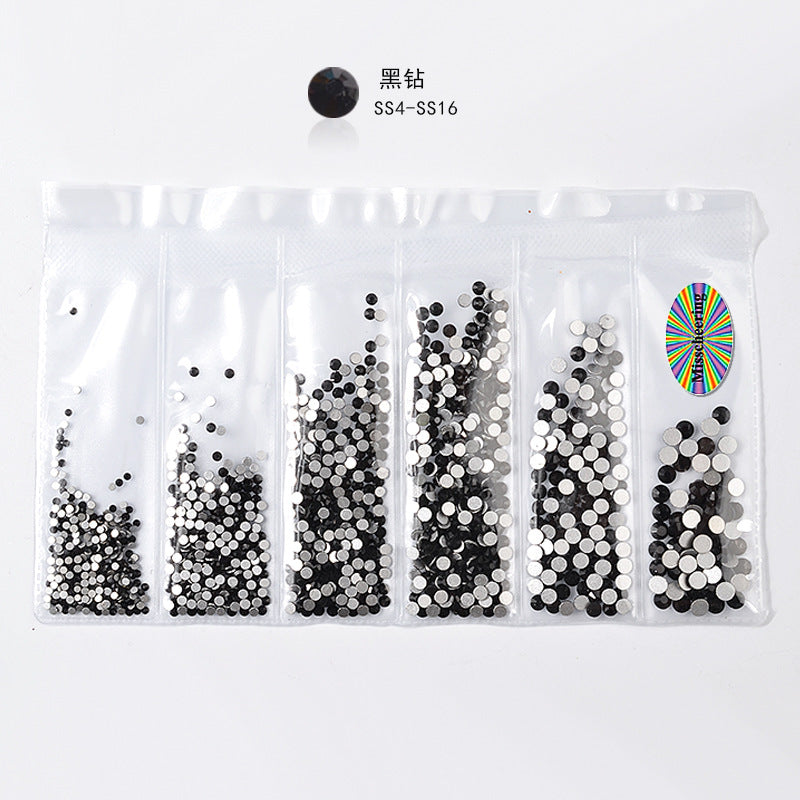 Cross-border nail art s rhinestone flat bottom diamond nail art accessories mixed color 6-grid nail accessories diy diamond stickers materials wholesale