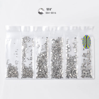 Cross-border nail art s rhinestone flat bottom diamond nail art accessories mixed color 6-grid nail accessories diy diamond stickers materials wholesale