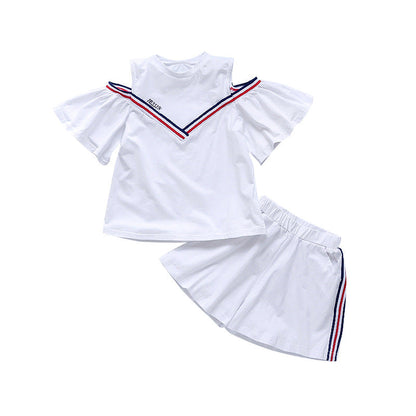 Girls suits 2024 new summer clothes fashionable and stylish children's tops and shorts loose casual two-piece suits