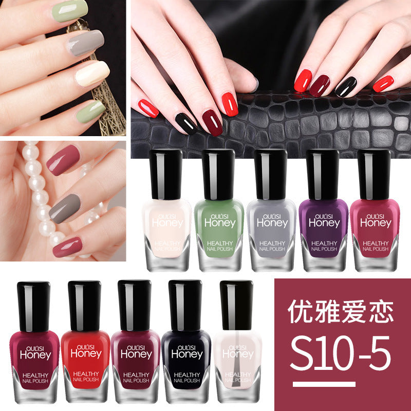 Oulis nail polish set quick-drying no-bake peelable and tearable water-based beginner nail polish 5ml*10 bottles