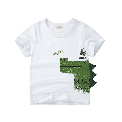 Factory direct sales be top children's clothing 2024 new children's clothing boys' suits summer children's Korean version dinosaur two-piece suit