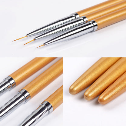 3 Gradient Gold Fishtail Line Pens Nail Art Drawing Line Pens Drawing Pens Small Brush Painting Pen Set