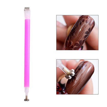 Nail tools wholesale double head cat eye magnet pen magnetic pen plum blossom branding magnetic shape magic pen magnetic pen