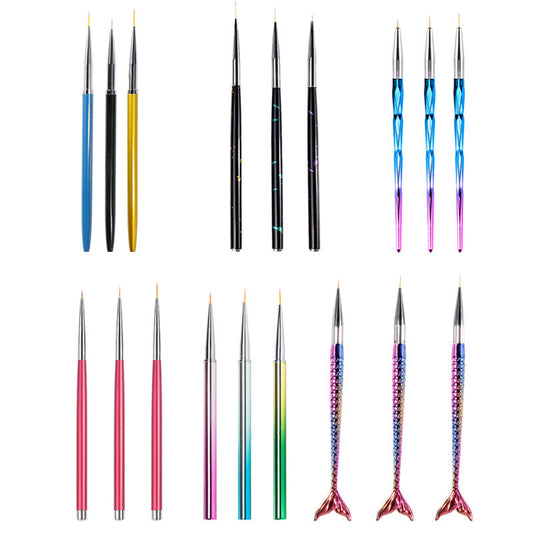 3 Gradient Gold Fishtail Line Pens Nail Art Drawing Line Pens Drawing Pens Small Brush Painting Pen Set