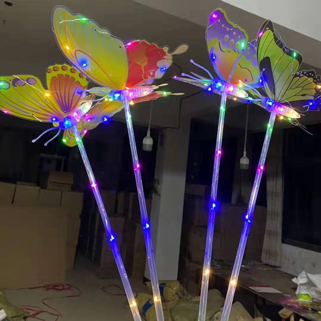 The same electric luminous butterfly stall toy as Douyin is hot selling. The handheld three-speed adjustable colorful flash swing butterfly