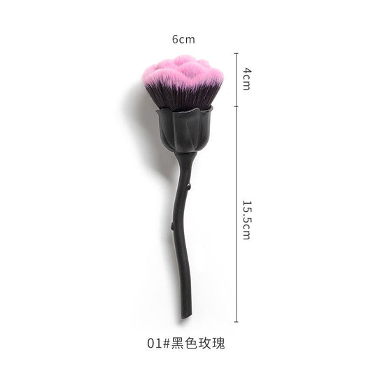 Nail dust brush pink rose flower shaped brush multifunctional nail trimming cleaning brush loose powder brush blush brush