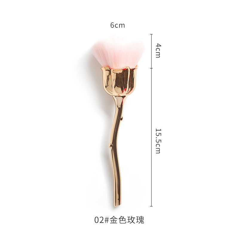 Nail dust brush pink rose flower shaped brush multifunctional nail trimming cleaning brush loose powder brush blush brush