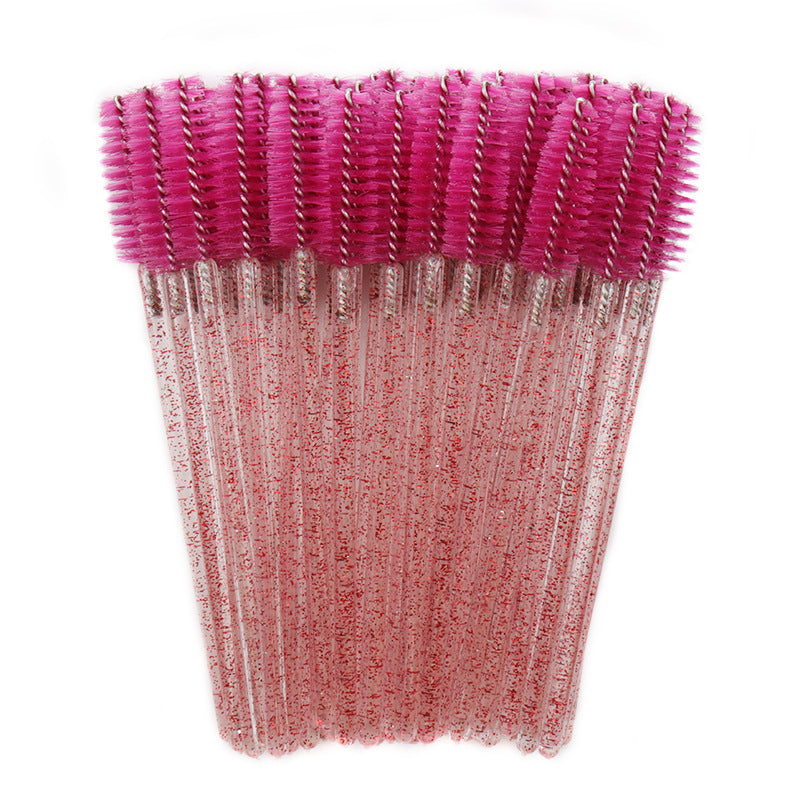 Wholesale crystal rod nylon head eyelash brush portable beauty makeup tool grafting eyelash comb