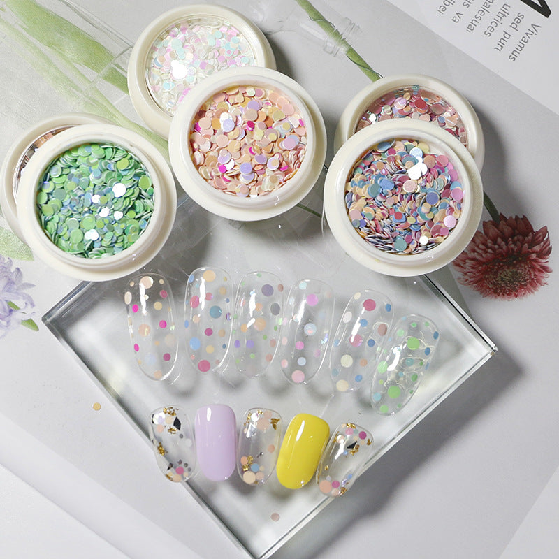 Zhifei nail art mixed color round sequins 6 colors mixed size candy color mixed colorful round nail art sequins