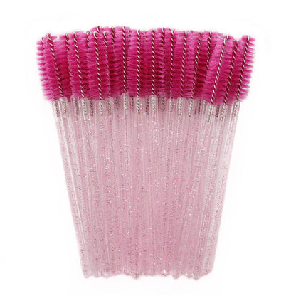 Wholesale crystal rod nylon head eyelash brush portable beauty makeup tool grafting eyelash comb