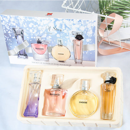 Live broadcast of the hot-selling women's perfume gift box four-piece set of perfume long-lasting light fragrance fresh Douyin Kuaishou one piece delivery 