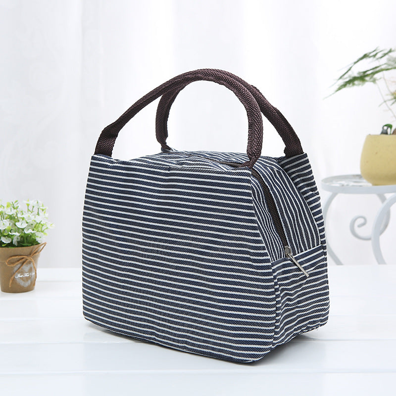 New striped insulation bag lunch box bento bag picnic bag outdoor hot and cold constant temperature insulation bag large factory production