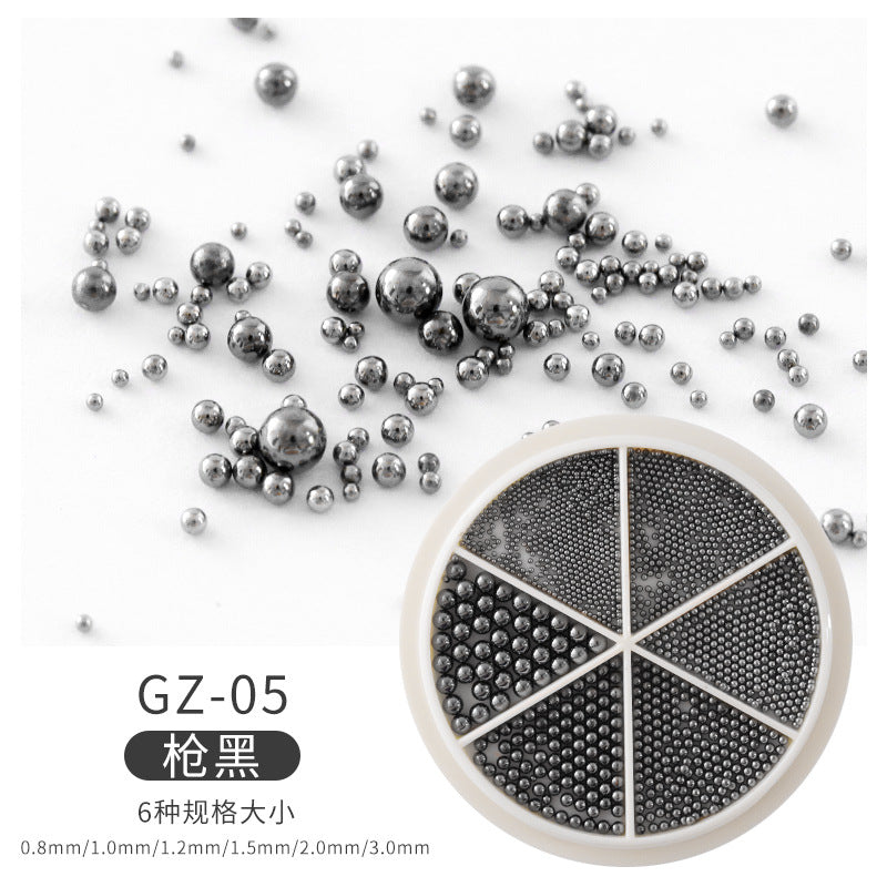 Cross-border nail art new nail art accessories small steel beads metal steel beads 6-grid mixed turntable accessories decoration wholesale